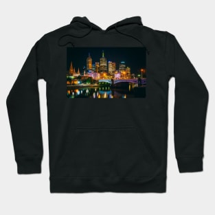 Colourful Melbourne City at Night Hoodie